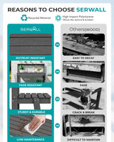 SERWALL Potting Bench Outdoor with Storage, 3-Tier HDPE Gardening Table with Angled Legs & Tool Hooks, All-Weather Heavy Duty Potting Table for Patio, Backyard, Garden, Gray SERWALL