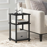 Furinno Just 3-Tier Turn-N-Tube End Table / Side Table / Night Stand / Bedside Table with Plastic Poles, 1-Pack, Americano/Black Furinno