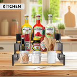 Liquor Bottle Display Shelf, 3 Step Countertop Liquor Wine Rack, Coffee Bar Station Spice Rack Organizer 3-in-1,Bar Bottle Shelves for Liquor Whiskey Wine Coffee Syrup Display, Retro Wine Rack Home smocchy