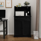 ARTPOWER 54" Kitchen Microwave Cabinet/Stand with Storage and Drawers, Pantry Storage Cabinet with Hutch & Adjustable Shelves for Kitchen, Dining Room, Living Room, Hallway in Black ARTPOWER