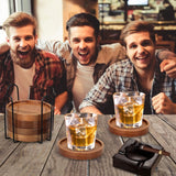 6 Pcs Best Wooden Coasters with Holder Coffee Table Coasters for Drink Acacia Wood Coaster Set Modern Cup Coasters Home Dining Table Decor Cute Beer Bar Coasters Decorative Rustic Outdoor Coasters Renawe