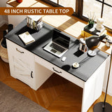 MaverickFurni White Desk with Drawers, Farmhouse Computer Desk with Drawers and Cabinet, 48 Inch Rustic Executive Office Desk for Home Office and Study MaverickFurni