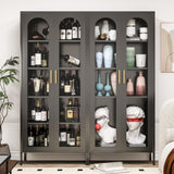 CBNTKI Metal Storage Cabinet,Glass Curio Display Cabinet with 4 Adjustable Shelves,71'' Tall Bookshelf with Glass Doors,Black Cabinet for Home Office, Living Room, Kitchen,Pantry CBNTKI