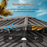 oneinmil 12x16FT Outdoor Gazebo, Heavy Duty Metal Double Roof Hardtop Gazebo with Aluminum Frame and Netting and Curtains for Patios oneinmil