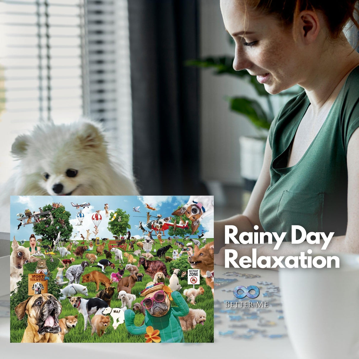 Pooping Puppies Park Party 1000-Piece Puzzle for Adults - Funny Pooping Dogs Jigsaw Puzzle for Dog Lovers & Puppy Owners, Great Prank Gift (1000 Pieces) Better Me