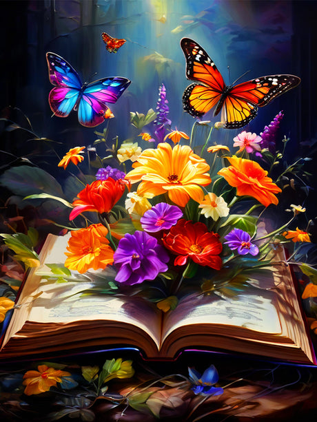 Flowers Diamond Painting Kits for Adults - 5D Butterfly Diamond Art Kits for Beginners, DIY Round Diamond Painting Flowers Art Crafts, are Great for Decorating Home Walls and Holiday Gifts 12X16Inch Xylogist