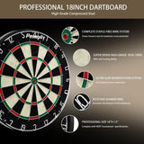 Pennpliy Bristle Dart Board Set, Professional Dart Board 18" with Steel Tip Darts Outdoor Dartboard Set, Compressed Sisal Metal Wire Board with Rotating Number Ring Includes 6pcs 18g Darts Pennpliy