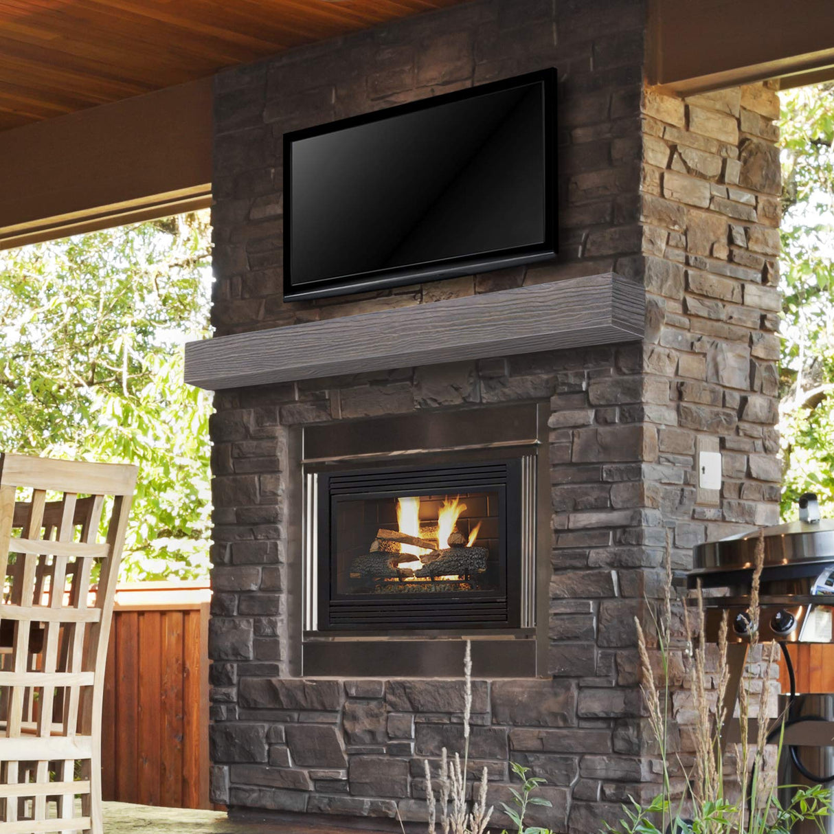 Pearl Mantels NC-60 LITRIVER Zachary Non-Combustible Natural Wood Look Shelf, 60", Little River Finish Pearl Mantels