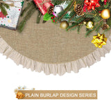 yuboo 48" Burlap Fall Christmas Tree Skirt with Ruffle Border, Beach Farmhouse Tree Skirt Linen Rustic Tree Ornaments for Christmas Holiday Party Decorations yuboo