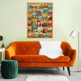 Vintage United States Travel Puzzles for Adults 1000 Pieces, American Landscape Collage Jigsaw Puzzle Including 35 Landmarks Posters，Retro Nature Scenic Puzzle Yosemite National Park Statue of Liberty PPuzzling