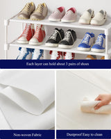 Kitsure Shoe Rack - Non-Woven Shoe Rack Shelf, Shoe Organizer for Closet, Entryway, Garage & Corridor, Stackable Shoe Shelves, 27.5" Wide - 3 Tier, White Kitsure