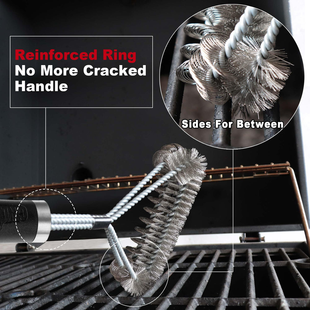 GRILLART Grill Brush [Helix + Wire] Combined BBQ Brush - Safe & Efficient Grill Cleaning Brush - 18" Grill Cleaner Brush Scrubber for Gas/Porcelain/Charbroil Grates – BBQ Accessories Gifts for Men/Dad GRILLART