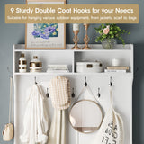 Maupvit 77" White Entryway Hall Tree, 4-in-1 Wood Coat Rack with 9 Hanging Hooks & Storage Bench, Shoe and Coat Rack, 18 Shoe Cubbies Home Organizer for Hallway Front Door Entrance Maupvit