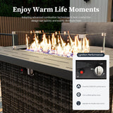 KHOLH 5 Piece Modern Aluminum Patio Furniture Set with Fire Pit Table, Outdoor Patio Sectional Conversation Metal Seating Sets with Olefin Cushion KHOLH