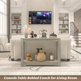 Besiost Small Farmhouse Wood Entryway Table Narrow Console Table with Storage Behind Couch Sofa Table with Shelves Entry Way Table with Open Storage, Easy Assembly, 32" Classical Washed Oak Besiost