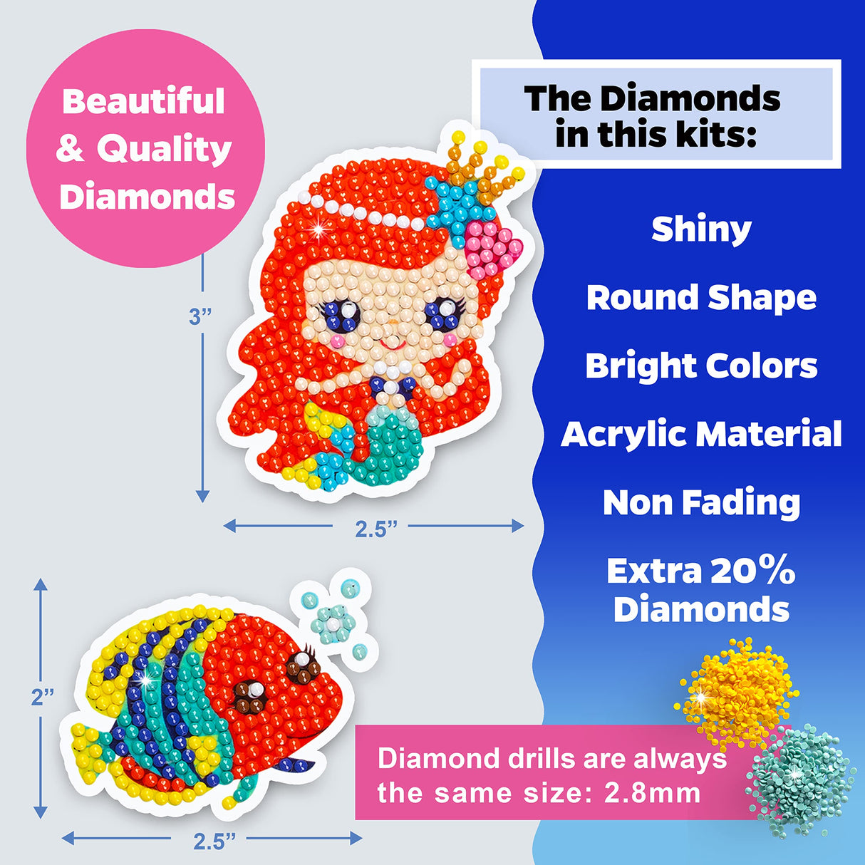 Halmolife Diamond Art Kits for Kids Boys and Girls Ages 6 7 8-12 Easy to DIY Creative Diamond Art Princesses Stickers Craft by Numbers Kits for Kids and Adult Beginners Halmolife
