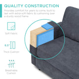 Best Choice Products Upholstered Sectional Sofa for Home, Apartment, Dorm, Bonus Room, Compact Spaces w/Chaise Lounge, 3-Seat, L-Shape Design, Reversible Ottoman Bench, 680lb Capacity - Blue/Gray Best Choice Products