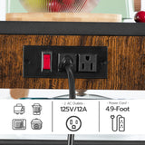 HOOBRO Rustic Brown Kitchen Bakers Rack with Power Outlet and Adjustable Wine Rack HOOBRO