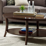 Roundhill Furniture Perth Contemporary Oval Coffee Table with Shelf, Espresso Roundhill Furniture