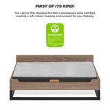 TailZzz Wooden Dog Bed and Dog Couch with Water-Resistant Mattress, Small to Medium Elevated Pet Bed with Calming Mattress, Greenguard Gold Certified, Dog Beds & Furniture, Milo, Walnut TailZzz