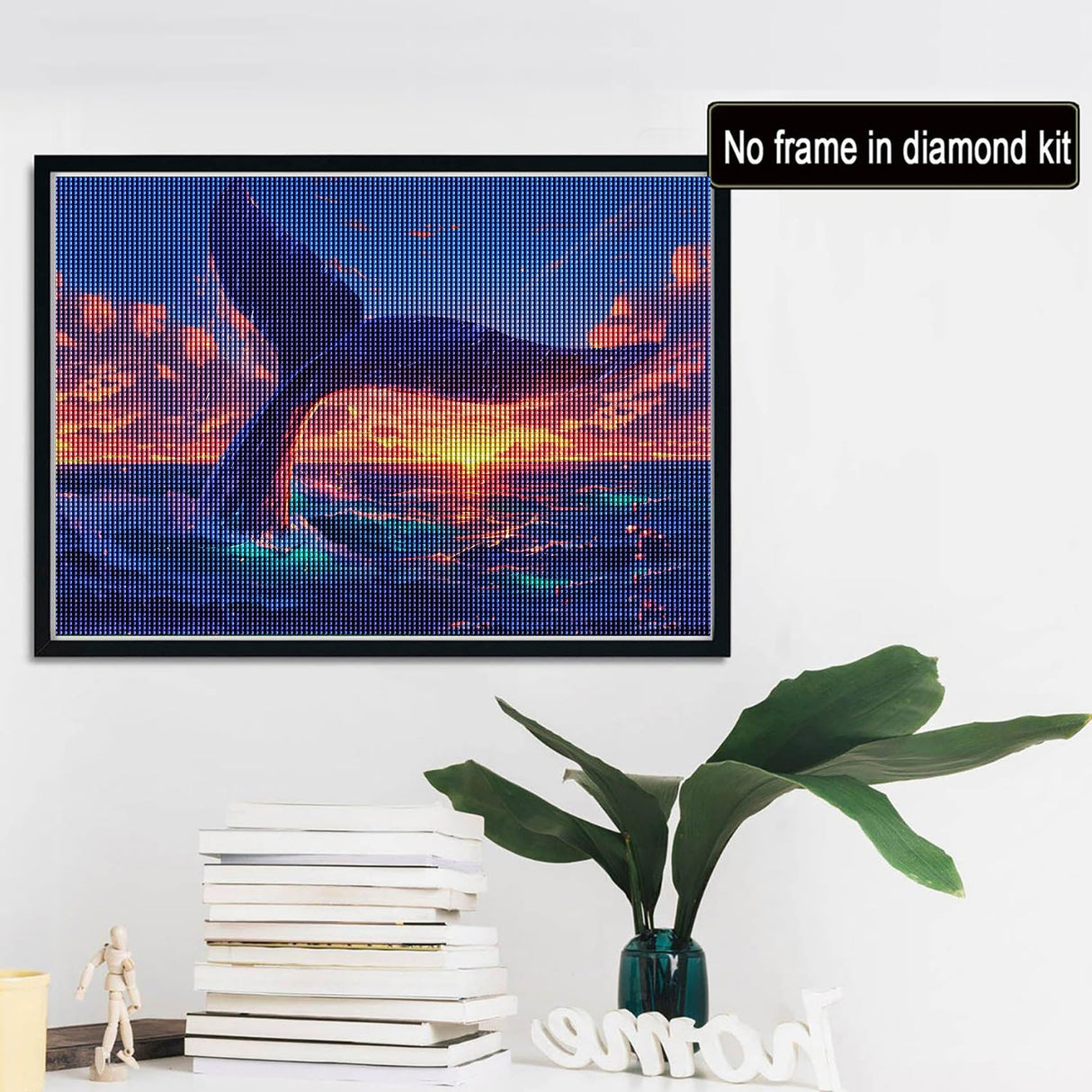 Reofrey DIY Diamond Art Painting Kits for Adults Whale, Diamond Art Ocean Full Drill Round Rhinestone, Cross Stitch Embroidery Canvas for Crafts Decor (30x40 cm/ 12x16 inch) Reofrey