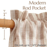 jinchan Striped Linen Kitchen Curtains 24 Inches Length Tier Curtains Farmhouse Modern Cafe Style Small Window Treatments Airy Light Filtering Rod Pocket for Living Room Bathroom 2 Panels Tan jinchan