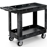 YITAHOME Utility Cart on Wheels, 550 lbs Capacity Service Cart, 40 x 17 Inch Rolling Work Carts, 2 Shelf Heavy Duty Plastic Cart Suitable for Warehouse, Garage, School & Office, Cleaning, Black YITAHOME