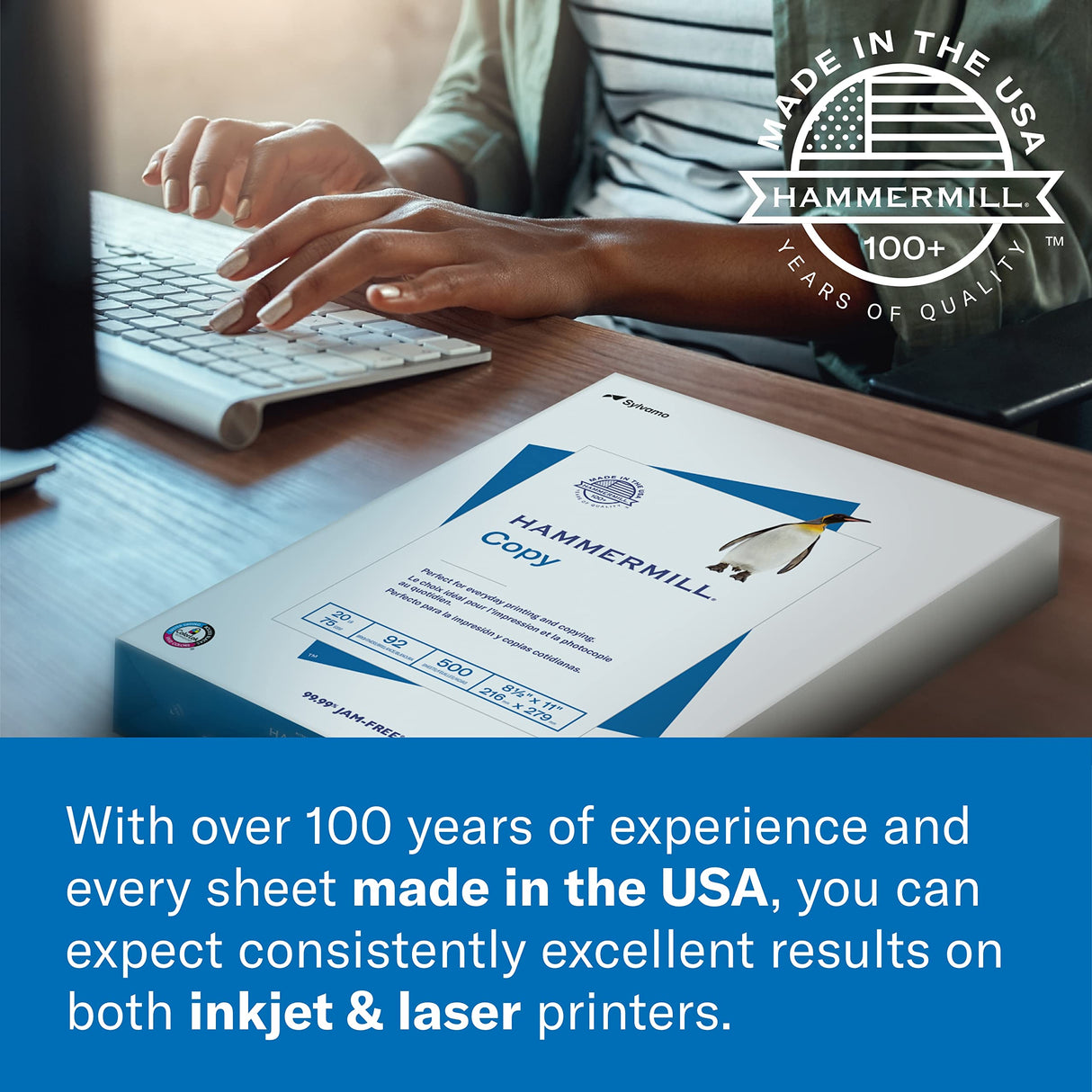Hammermill Printer Paper, 20 Lb Copy Paper, 8.5 x 11 - 8 Ream (4,000 Sheets) - 92 Bright, Made in the USA Hammermill