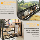 Mirightone Queen Size Loft Bed with Desk & Stairs, Heavy-Duty Metal Loft Beds with LED and Charging Station, High Loft Bed Frame with Wardrobe for Boys Girls and Teens, No Box Spring Needed (Black) Mirightone