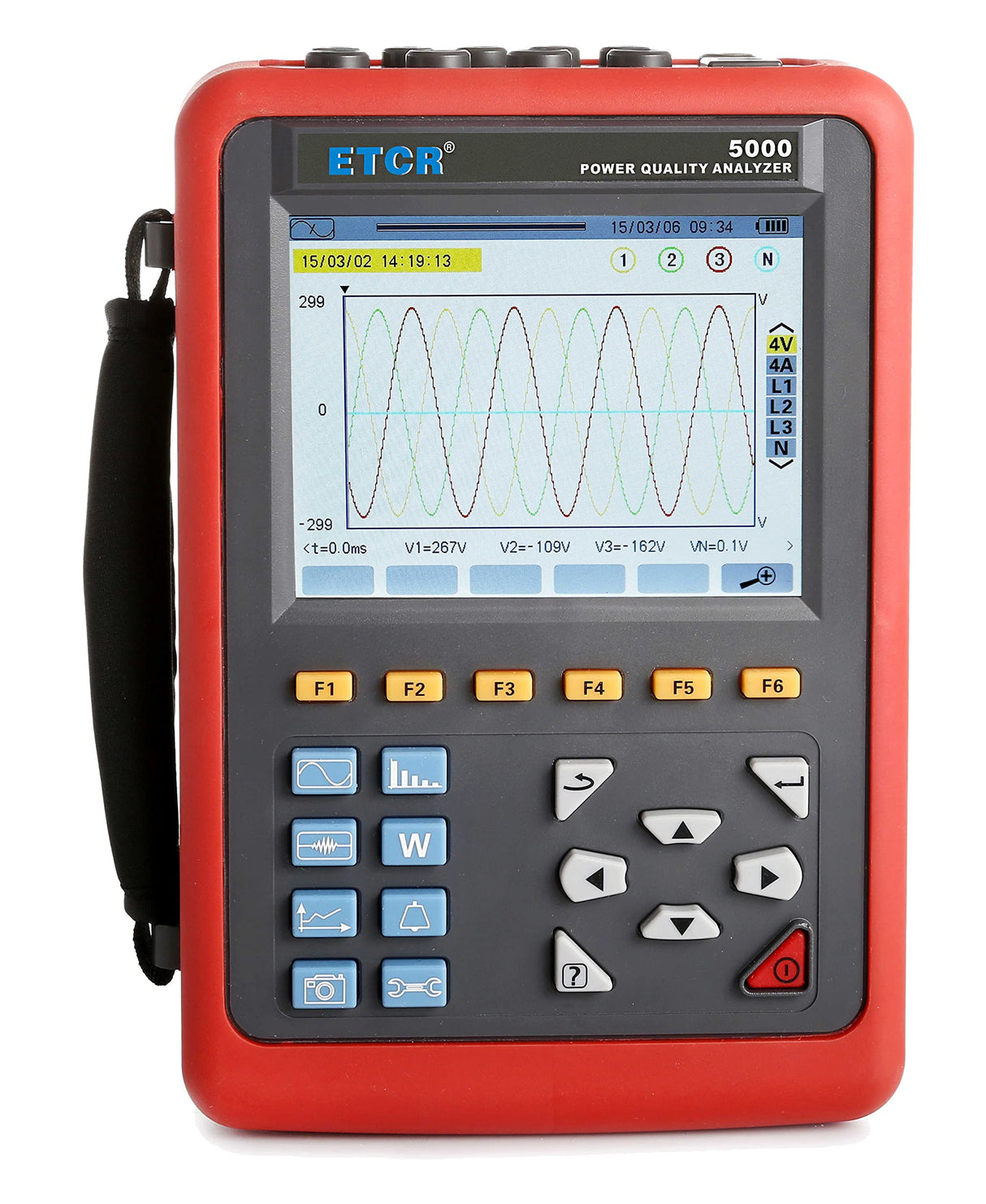ETCR5000 Power Quality Analyzer 3 Phase Multi-Functional Power Quality Logger with ETCR040B Ф40mm Current Clamp Sensor 4PCS Range 0.10A~100A SULMILE