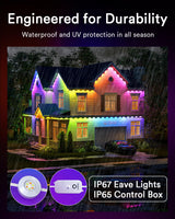 Lumary Permanent Outdoor Lights Pro 158ft for House, 120LED 50lm RGBAICW Smart Eave Lights, IP67 Waterproof, Multi Scenes for Daily and Holiday Accent Lighting Decor, Work with Alexa, Google, Remote Lumary