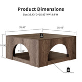 LIKEMET Large Coffee Table, 35.5-Inch LED Center Table with Storage, Square Low Table for Living Meeting Room, Easy Assembly LIKEMET