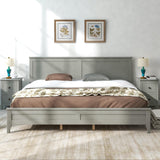 Harper & Bright Designs King Size Platform Bed Frame with headboard/Solid Wood Foundation with Wood Slat Support/No Box Spring Needed/Easy Assembly, Rustic Pine - Gray Harper & Bright Designs
