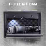 SOULYI Digital Gun Safe For Pistols With Two Quick Access,Handgun Safe With Pop Up Door,Safety Device With Keypad Storing Firearms Ammunition Money Valuables For Home Cabinet Car Under Bed Use SOULYI