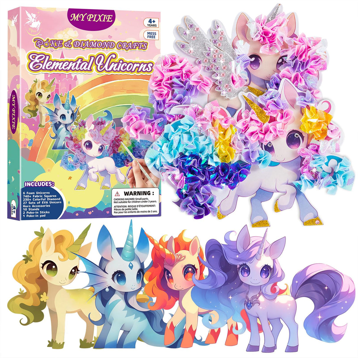 MyPixie Poke Art Kits for Girls, Arts and Crafts for Kids 4-8, DlY Creative Activity Toys, Birthday Gifts for Girls 4 5 6 7 8 9 10(Unicorn) MyPixie