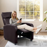Softa Recliner Chair for Adults, Faux Leather Small Reclining Chair Home Theater Seating, Adjustable Modern Single Sofa Armchair for Living Room Bedroom (PU, Brown) Softa