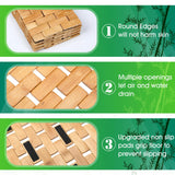 Bamboo Bath Mat Large Long Wood Bath Mat,16x48 Inch Non Slip Bamboo Shower Floor Mat Wooden Bathroom Mat for Bathtub,Spa,Door,Sauna or Outdoor (Natural Lattice) Zoryllic