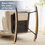 ETCZOYE Modern Nursery Rocking Chair, Teddy Upholstered Glider Rocker with Footrest, Comfortable Rocker Recliner with Side Pocket for Living Room, Bedroom, Office, Large Spliced Dark Blue ETCZOYE