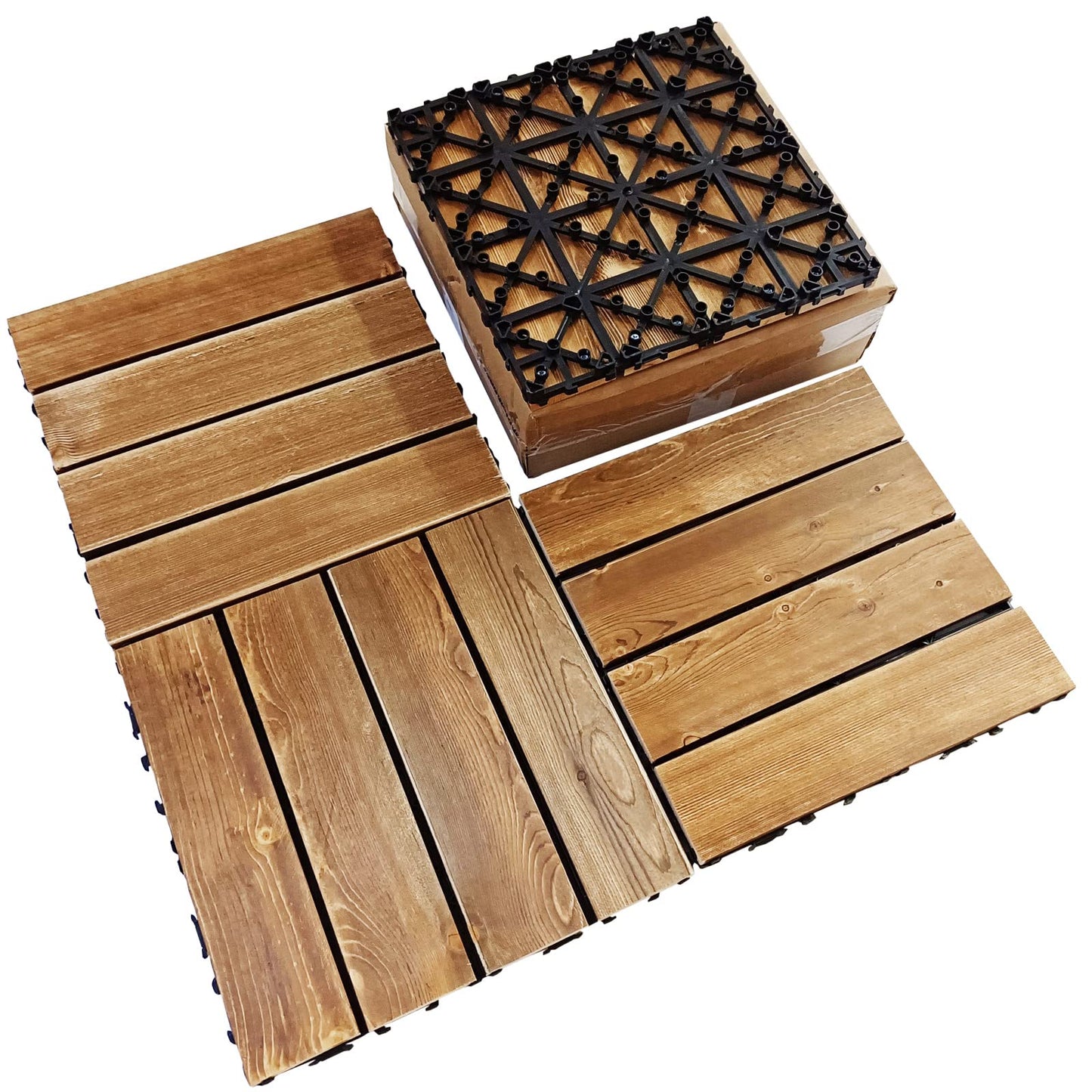 Arlai Wood Composite Decking, Deck Tiles, Interlocking Flooring Tiles, Patio & Flooring Pavers 30cm x 30cm/12”×12”, Pack of 4