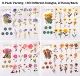 Knaid Pressed Flower Themed Stickers Set (320 Pieces) Dried Flowers Resin Stickers Decals Floral Botanical Journaling Stickers for Scrapbook Supplies Junk Journal Bullet Journal Planner Laptops Knaid