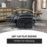 Dual Motor Power Lift Chair, Lay Flat Recliner Chair, Electric Recliner with Massage and Heat for Elderly, Remote Control, Infinite Position, Standing Assistance, USB Ports (Black, Genuine Leather) Trustyue