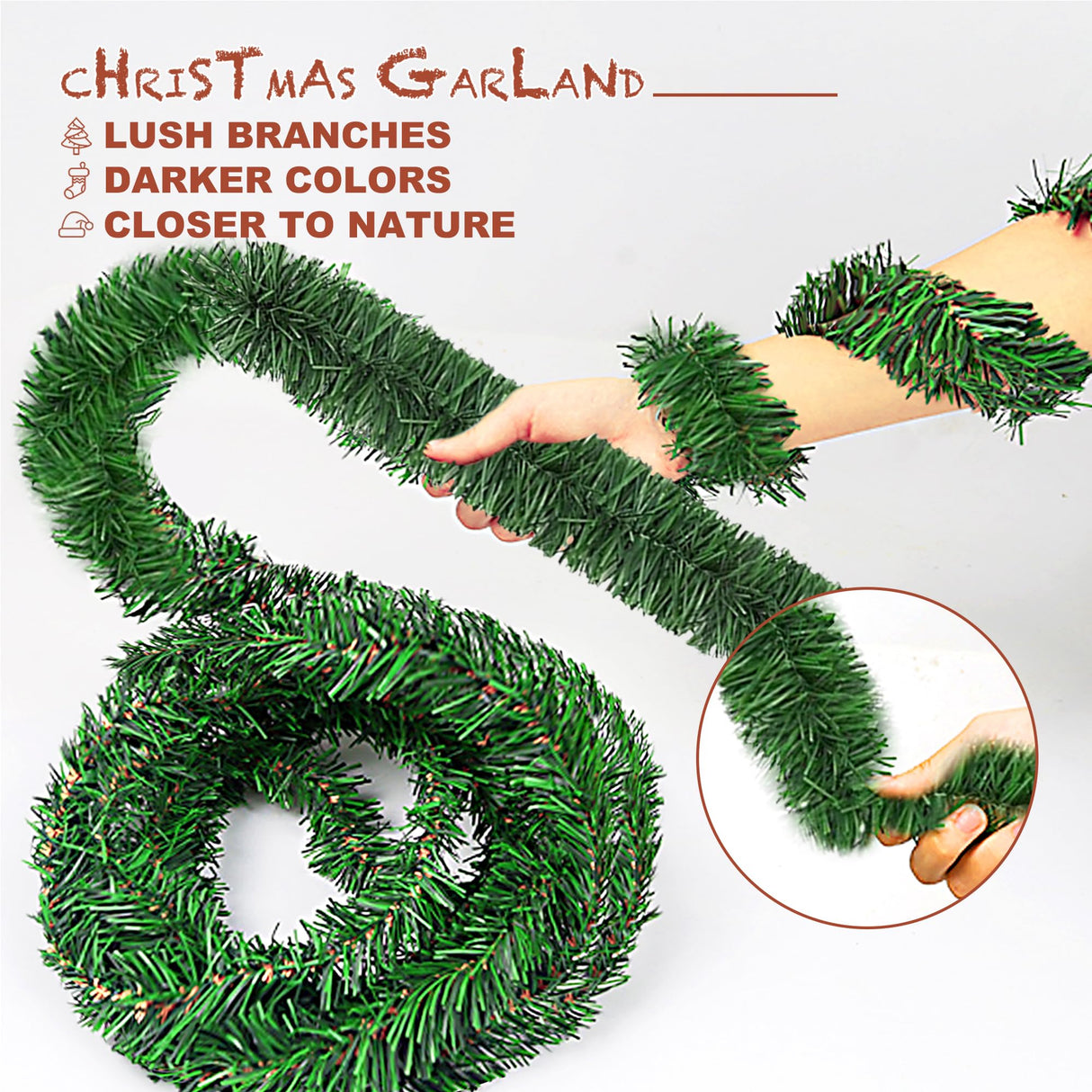 54 Feet Christmas Garland - 3 Stands Artificial Evergreen Garland Soft Greenery Garland Set for DIY Christmas Decoration, Non-Lit Indoor Outdoor Garlands for Stair Railing/Mantle/Holiday/Party Decor Nugxica