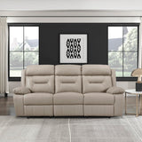 Lexicon Power Double Recliner Sofa, Top Grain Leather Match Reclining Sofa with Pillow Top Armrests, Home Theater Seating, Wall Hugger Recliner Couch with USB Port, 87" W, Latte Lexicon