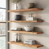 Rustic Elm Wood Floating Shelf for Wall, Live Edge 48"W x 9.3"D x 1.5"H, 1 Pack with Invisible Bracket, Large Wall Mounted Storage Shelf for Living Room Bedroom Kitchen Bathroom Decor, Natural Venusmiles