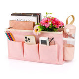 Lilithye Bedside Caddy Bedside Organizer Bedside Storage Caddy with Fixed Straps and Water Bottle Holder for Home College Dorm Bunk Bed Hospital Bed Crib Bed Rails (Pink) Lilithye