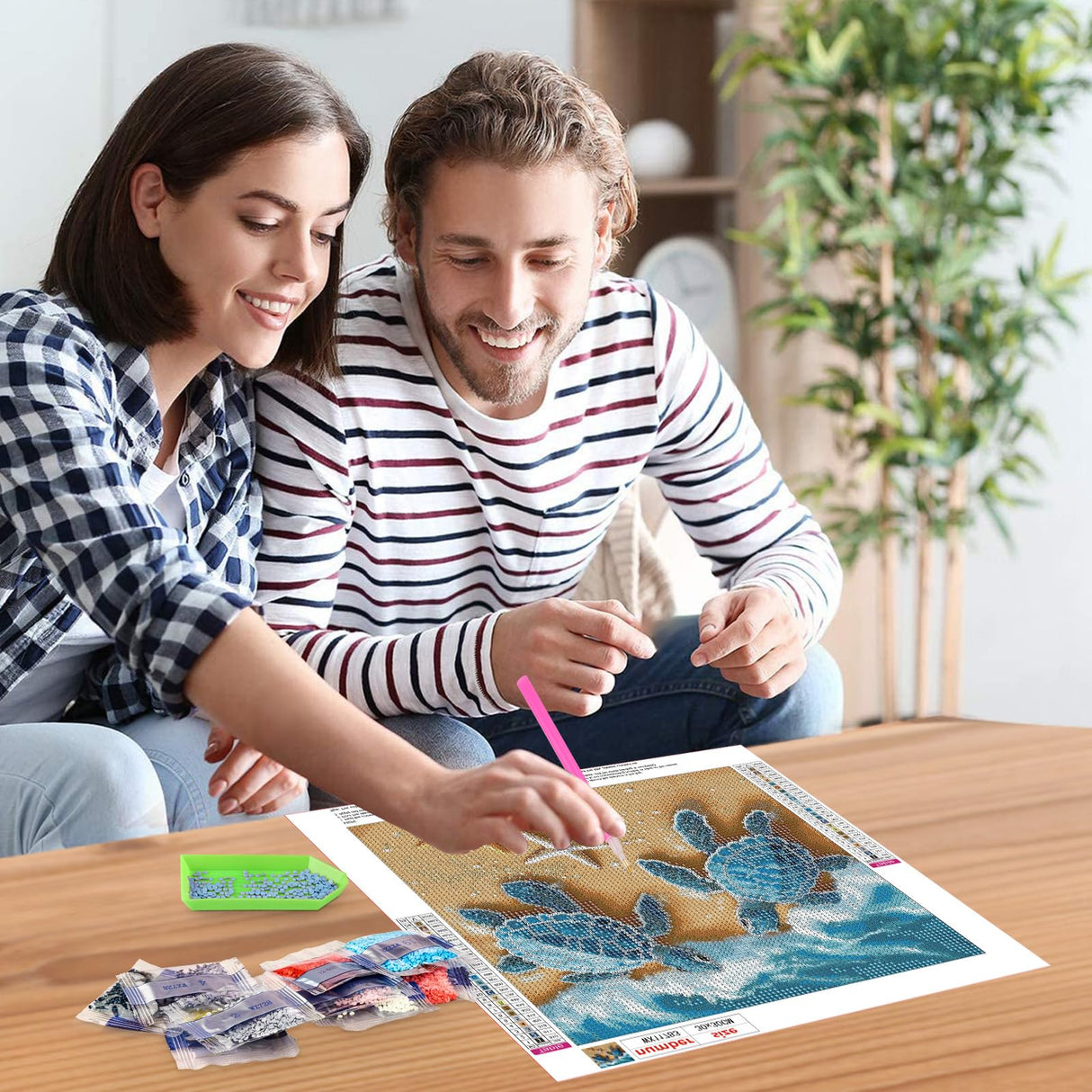 NEWENMO Turtles Diamonds Painting Kits for Adults Beginner, DIY 5D Starfish Diamond Art Paint with Round Diamonds, Full Drill Gem Art Beach Diamonds Art Painting for Home Wall Decor 12x12 Inch NEWENMO