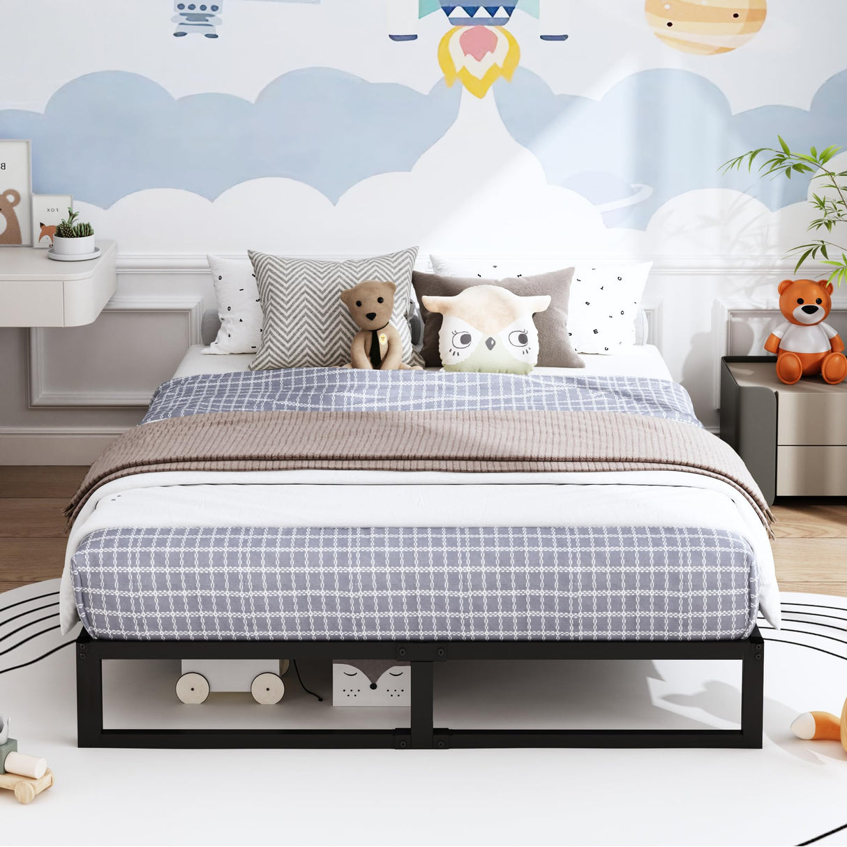 XINXINYAN Metal Bed Frame Queen Size 10 Inch,Black Heavy Duty Queen Mattress Foundation,No Box Spring Needed,Noise Free,Easy Assembly XINXINYAN