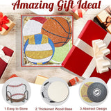 YLOLUL 10 Pcs Balls Shaped Diamond Painting Coasters Kits DIY Soccer Ball Football Diamond Painting Coasters with Holder for Beginners Adults and Kids Art Craft Supplies Gift YLOLUL