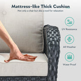 Artfurniz Outdoor Swivel Glider Rocker Chairs Set- 5 Piece Patio Furniture Set, Patio Bistro Sets with Tempered Glass Side Table and 2 Ottoman, for Balcony, Porch - Black Wicker Beige Cushion Artfurniz