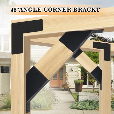 8 Pcs Pergola Brackets, 45-Degree Angle Bracket. Specially for Reinforcing Pergolas and Gazebos. Fits 2" x 4" Lumber. with Drainage Holes Pergola Bracket Kit . Build a Stable Pergola Easily XIHUWZ